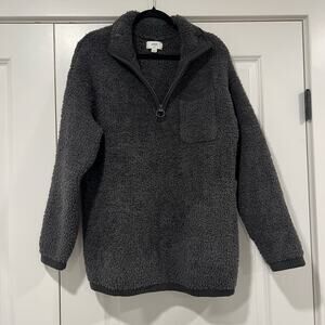 Aerie Women's Quarter Zip‎ Fluffly Sherpa Gray Sweatshirt Size Medium
